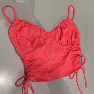 Coral Ruched Crop Top